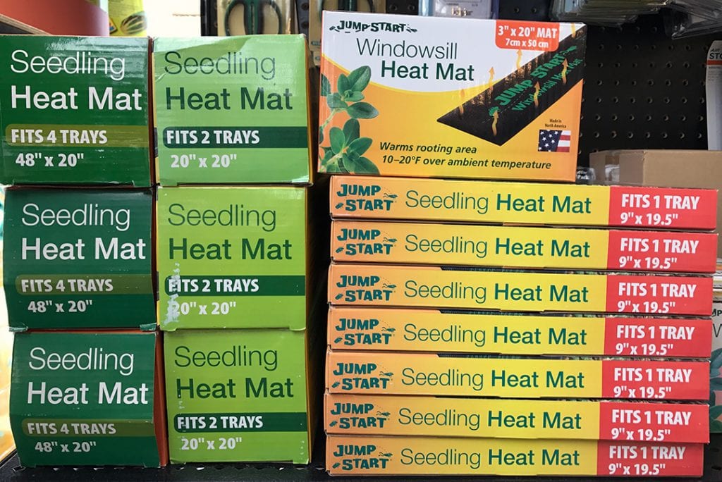 Use a heat mat under flats of germinating seeds or pots of cuttings that you are rooting to keep soil temperatures evenly warm.
