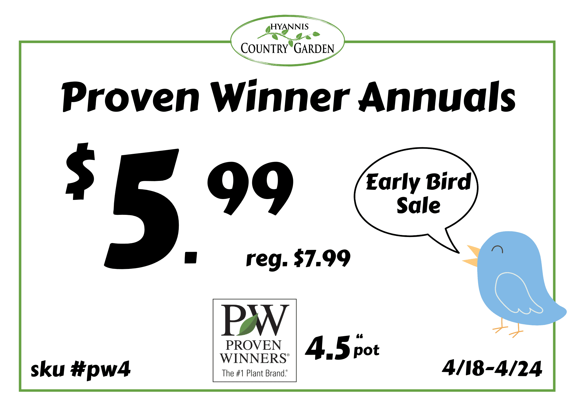 PW Early bird sale
